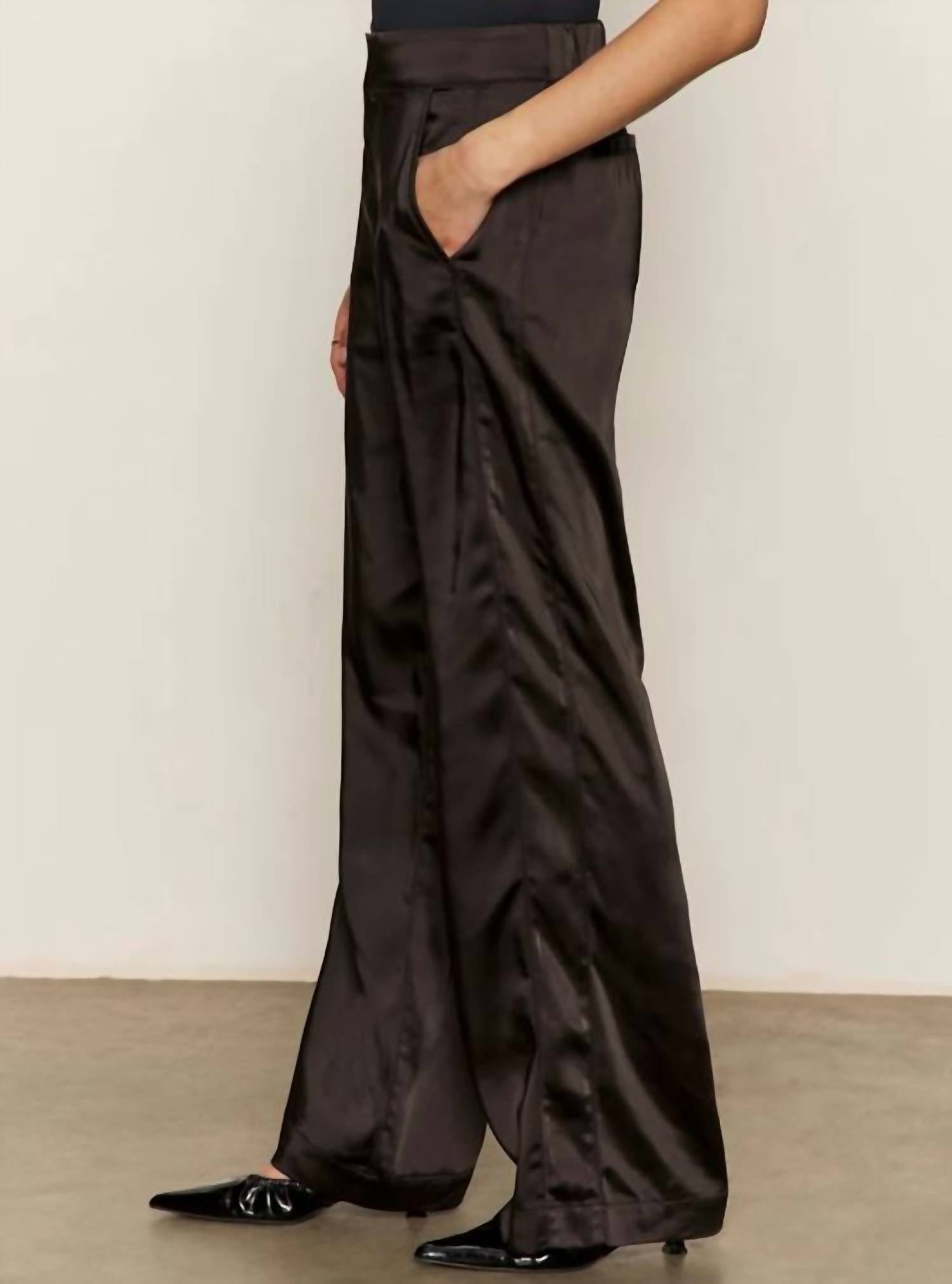 Sanctuary Modern Satin Trouser in black 1 - women's pants - detail view