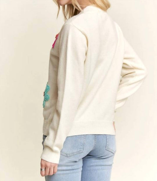 Adora - Floral Patch Cozy Knit Sweater