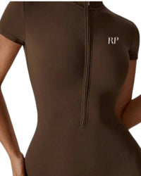Rockstar Peach - Scuba Short Sleeve Zip Jumpsuit