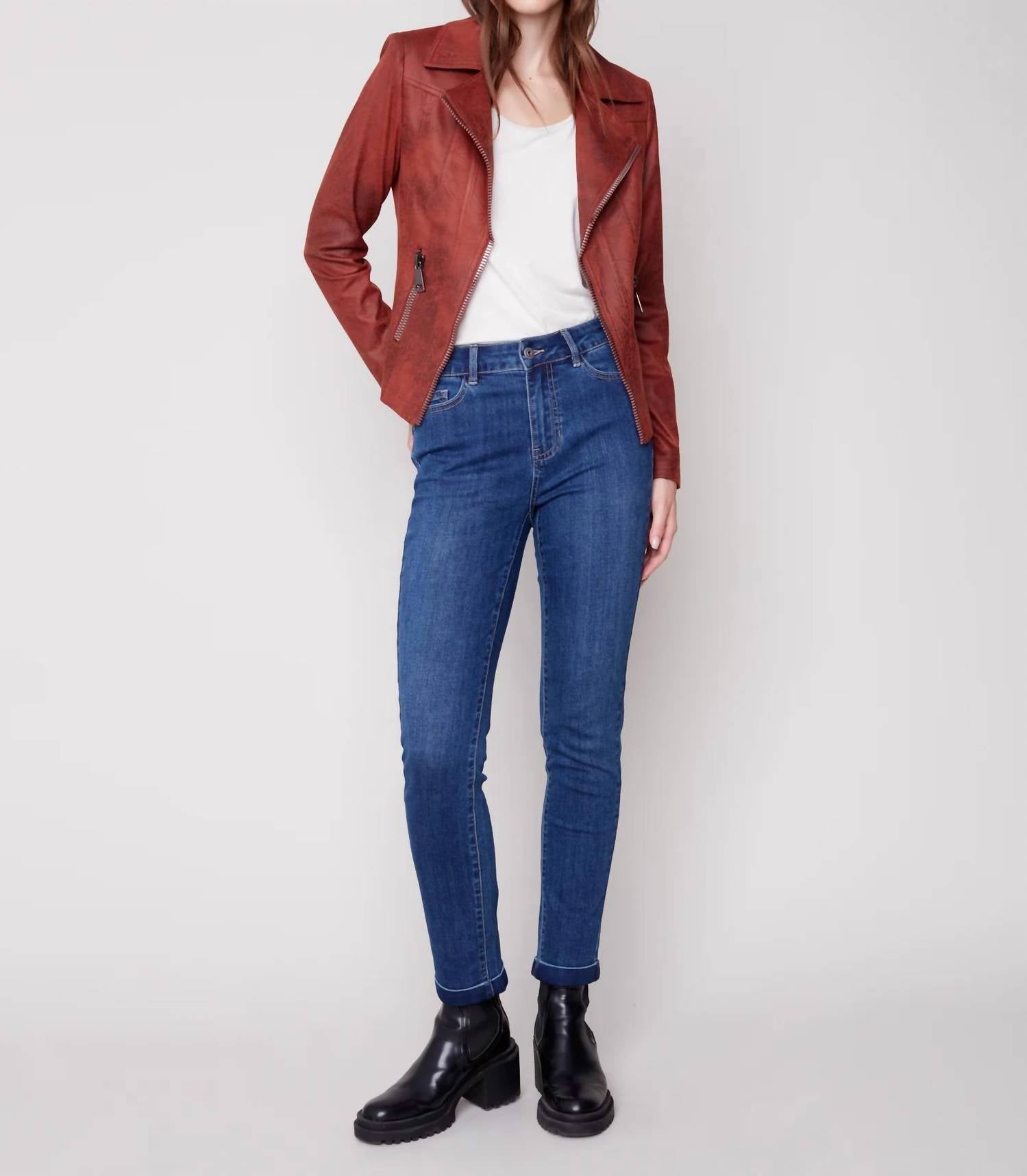 CHARLIE B Moto Jacket in cinnamon - women's jacket - view 6