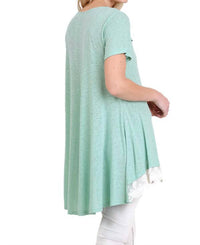 Umgee - Floral Crochet Lace Trim Tunic