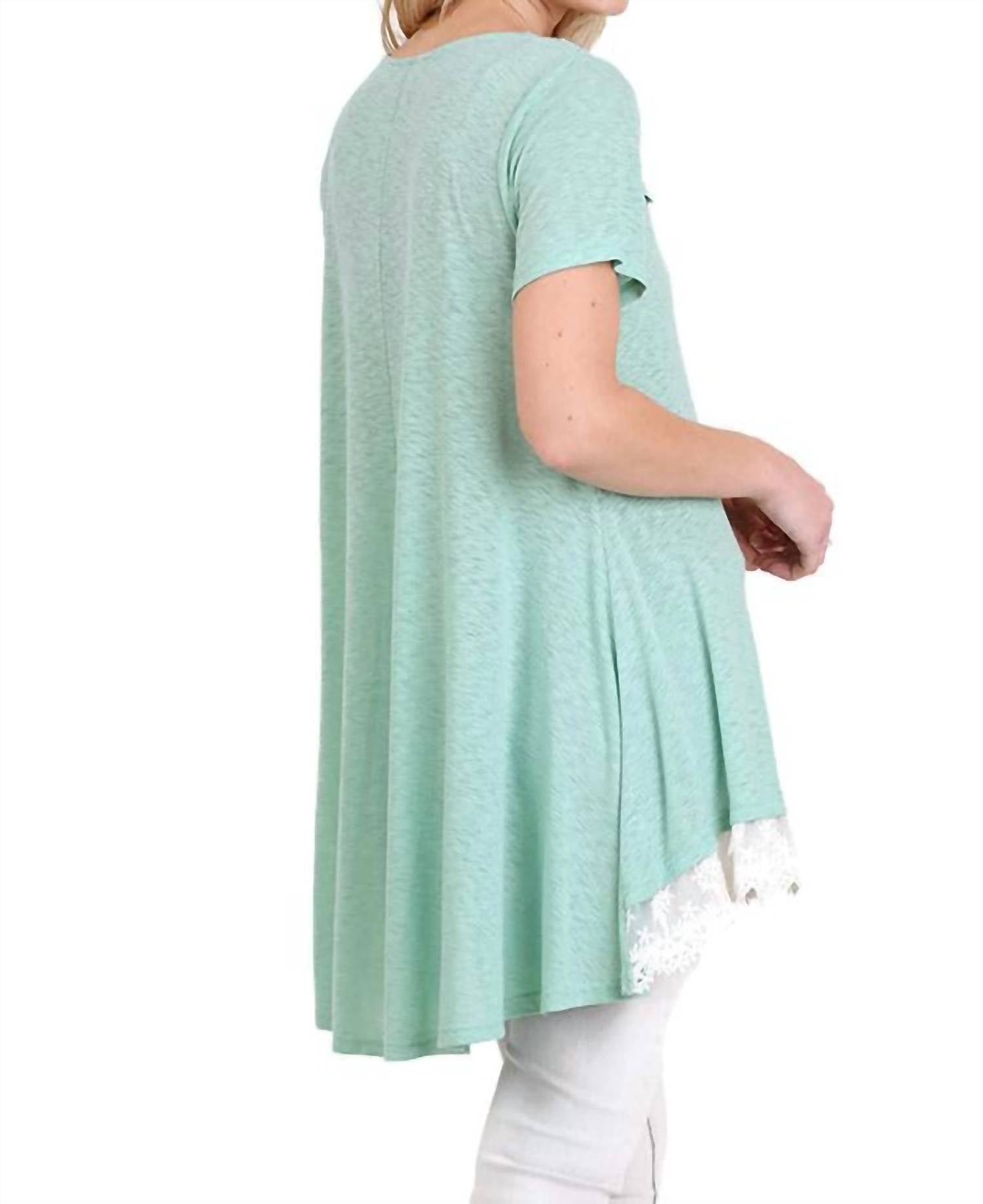 Umgee - Floral Crochet Lace Trim Tunic