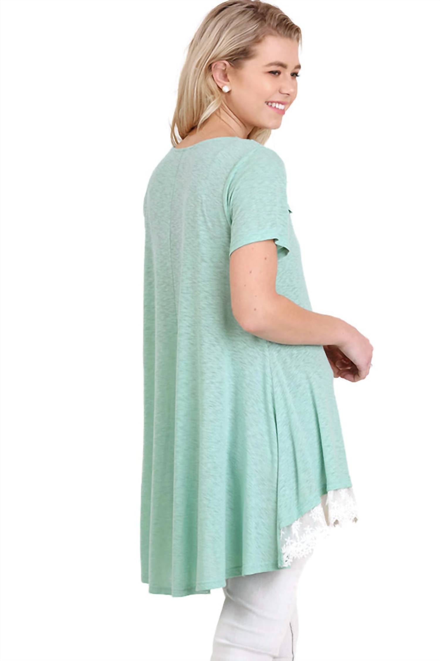 Umgee - Floral Crochet Lace Trim Tunic