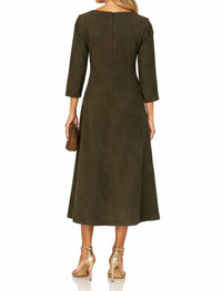 Julia Allert - Embroidered Beetle Faux Suede Midi Dress