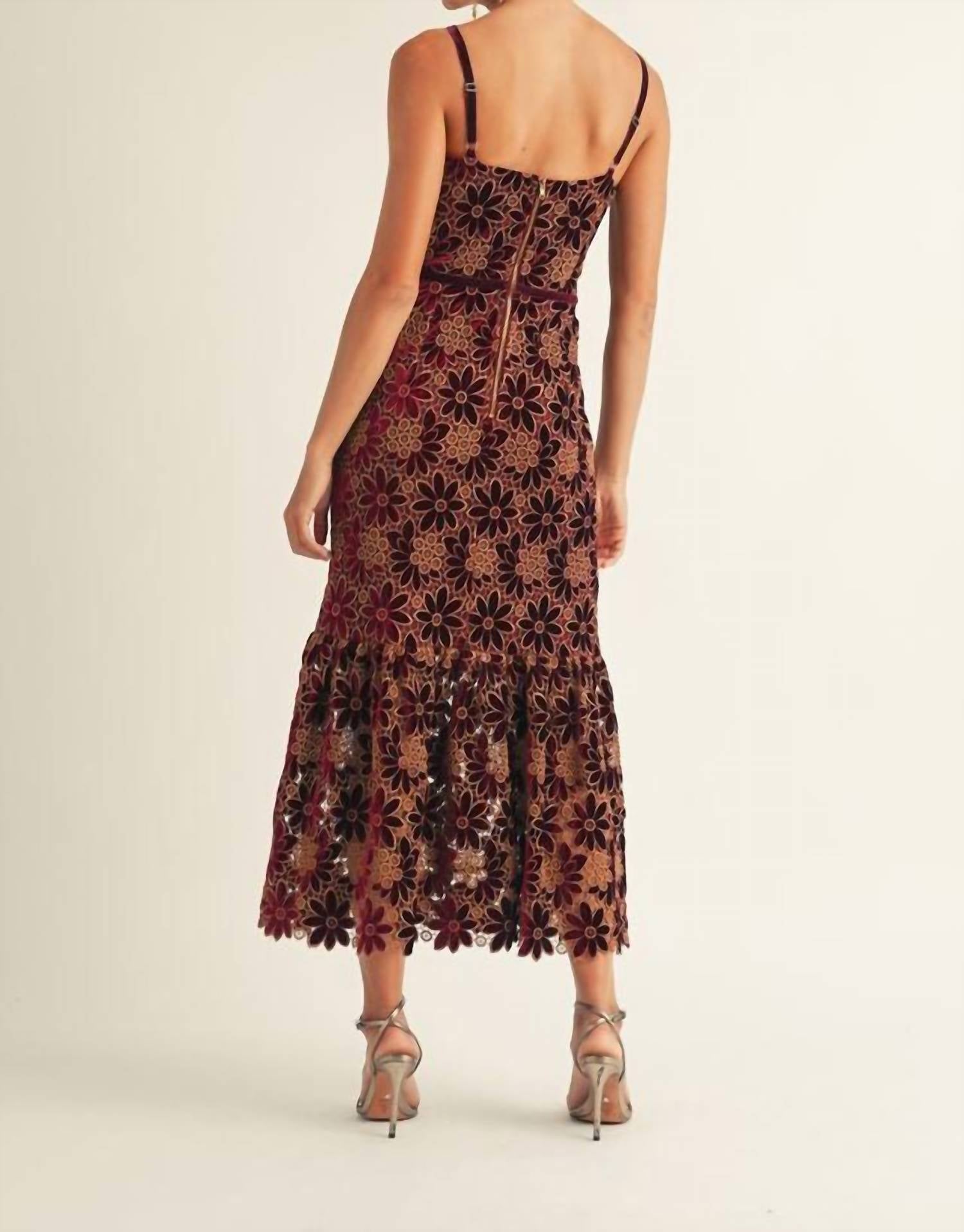 Babe - Vera Velvet Floral Midi Dress
