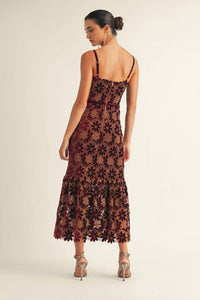 Babe - Vera Velvet Floral Midi Dress