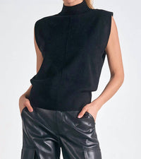 ELAN Sleeveless Turtleneck Sweater in black - women's sweater
