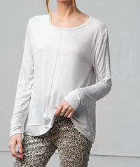 Easel Long Sleeve Boxy Knit Top - Plus in silver - women's long sleeve top - detail view