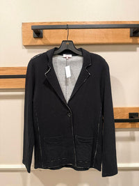 Goldie Lewinter Double Faced Blazer in black grey heather - women's jacket - detail view