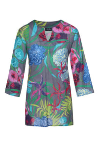 Sandy + Rizzo Women's Hydrangea Tunic in charcoal gray - women's shirt