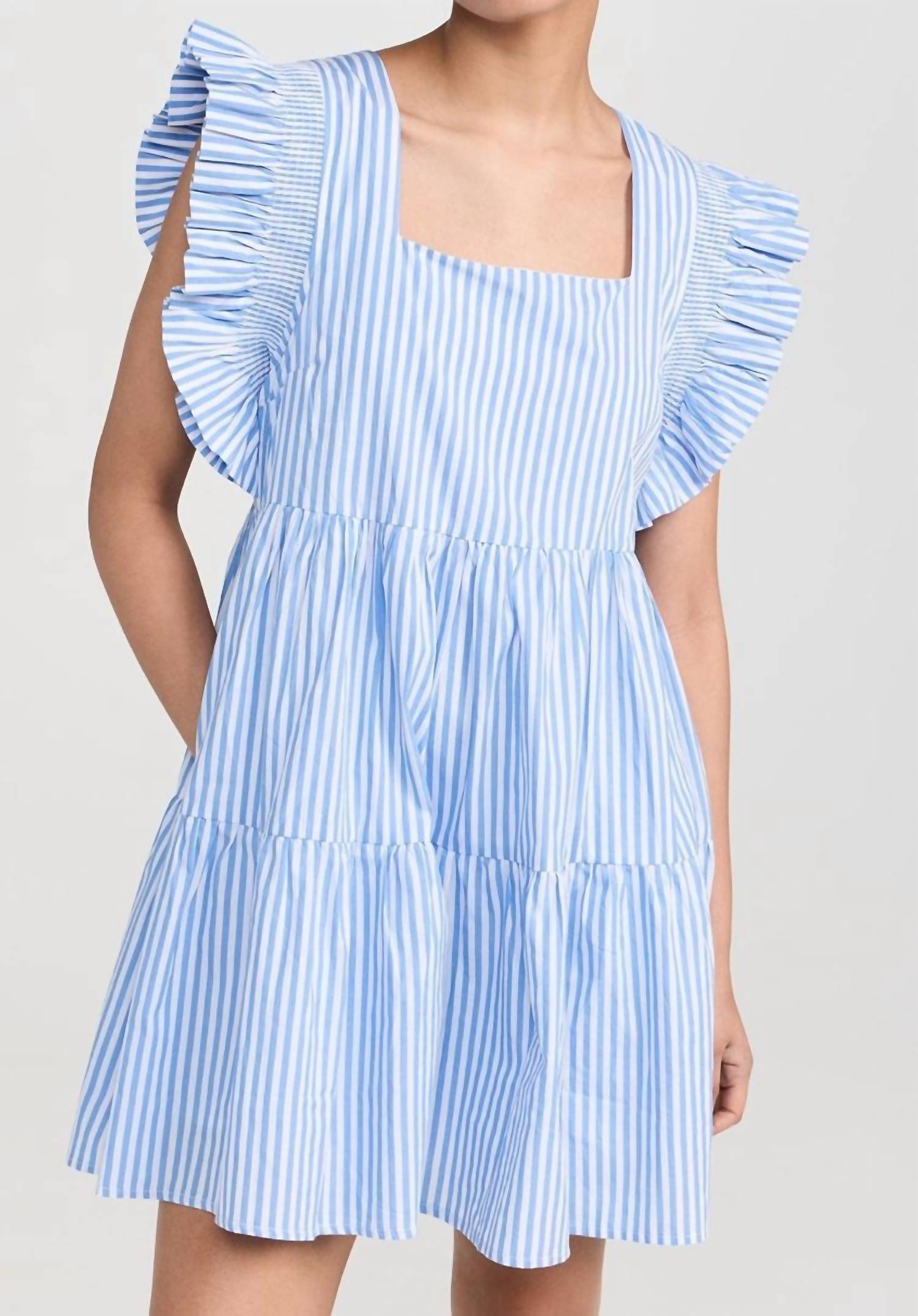 English Factory - Square It Up Ruffle Sleeve Mini Dress