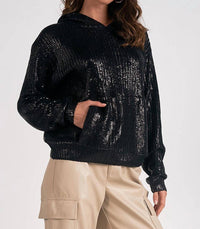Elan - Metallic Knit Hoodie