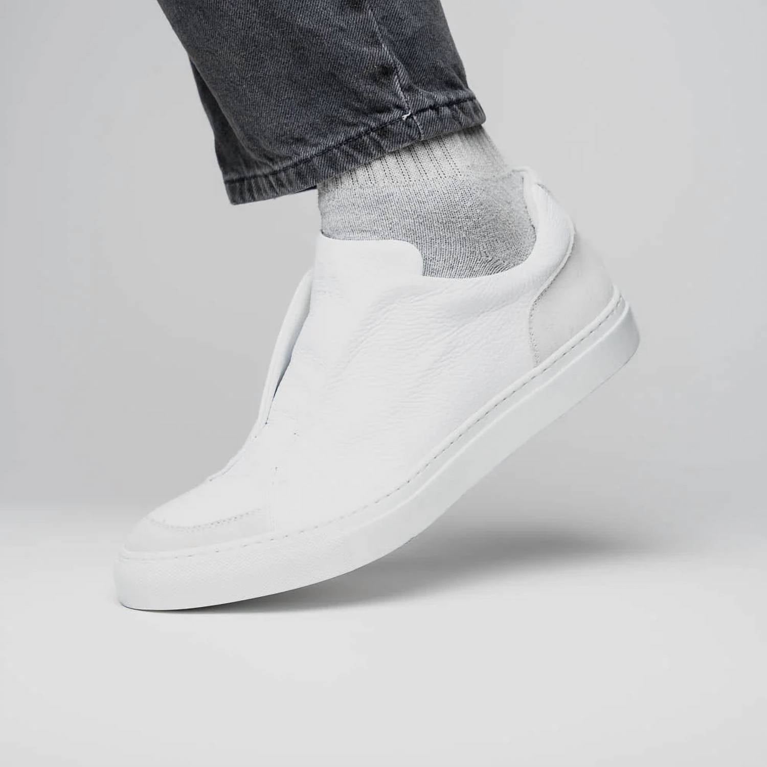 Zelli Italia - Men's Spettacolare Italian Pebble Grain Calfskin Slip On Sneaker