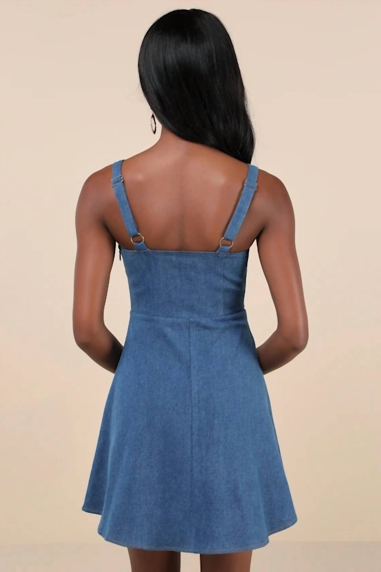 Lulus - Considered Chambray Bustier Mini Dress
