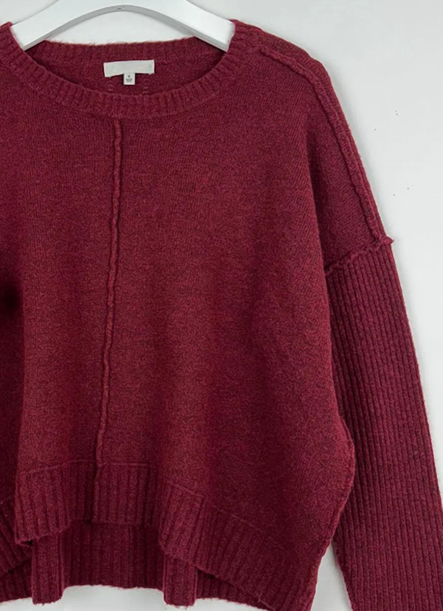 DEAR JOHN DENIM Women's Ayat Top in cherry laquer - women's sweater - detail view