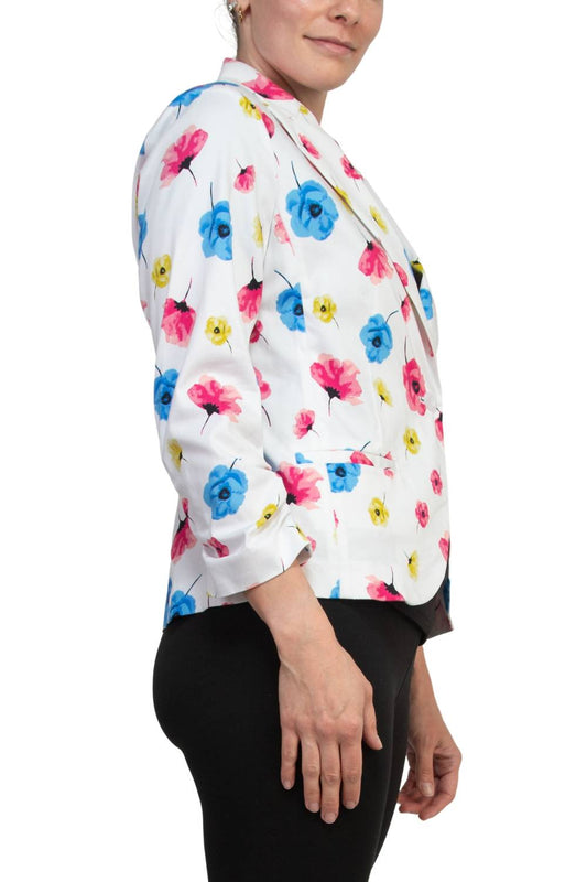 Peace Of Cloth - Notched Lapel Collar Cropped Fit Blazer