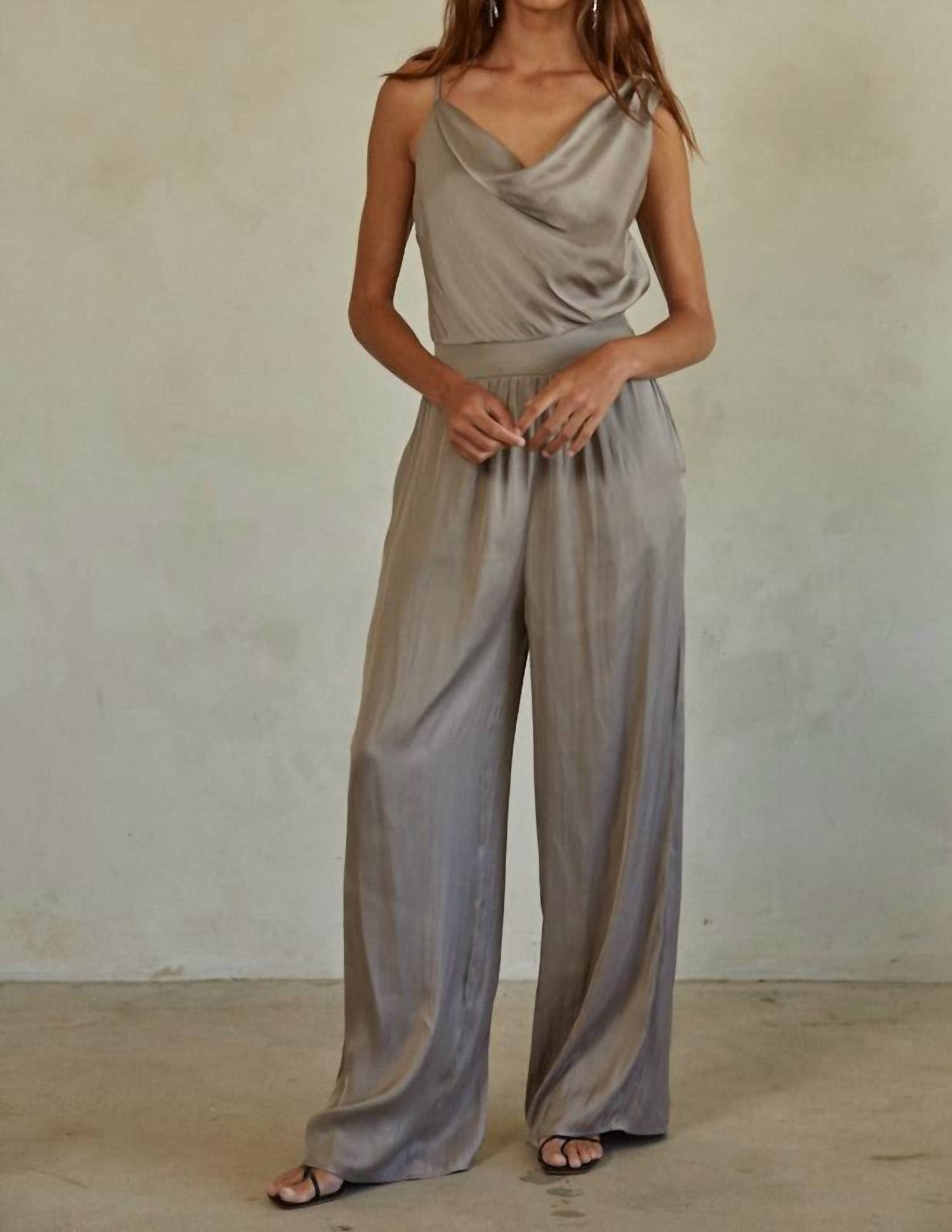 By Together Erin Satin Jumpsuit in gray - women's pants