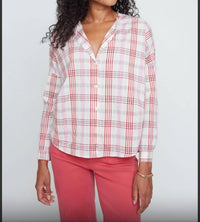 Renuar - Rosy Plaid Breeze Blouse