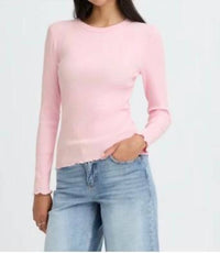 b.young Sinne Long Sleeve Ribbed Tee in light pink - women's long sleeve top