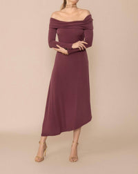 Bruna Nela Ciruela Long Sleeve Dress in plum - women's dress