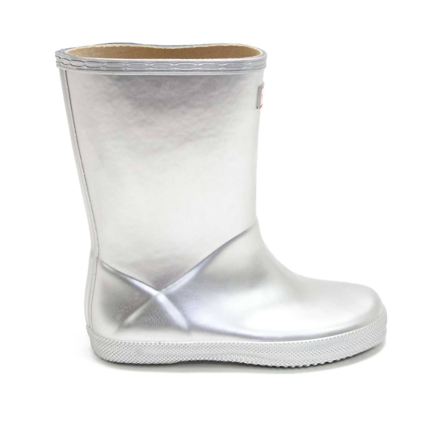 HUNTER Boys First Classic Metallic Rain Boots in silver - kids' shoe - alternate view