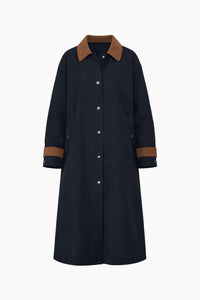 Active Basic - Long Sleeve Contrast Collar Button Down Trench Coat