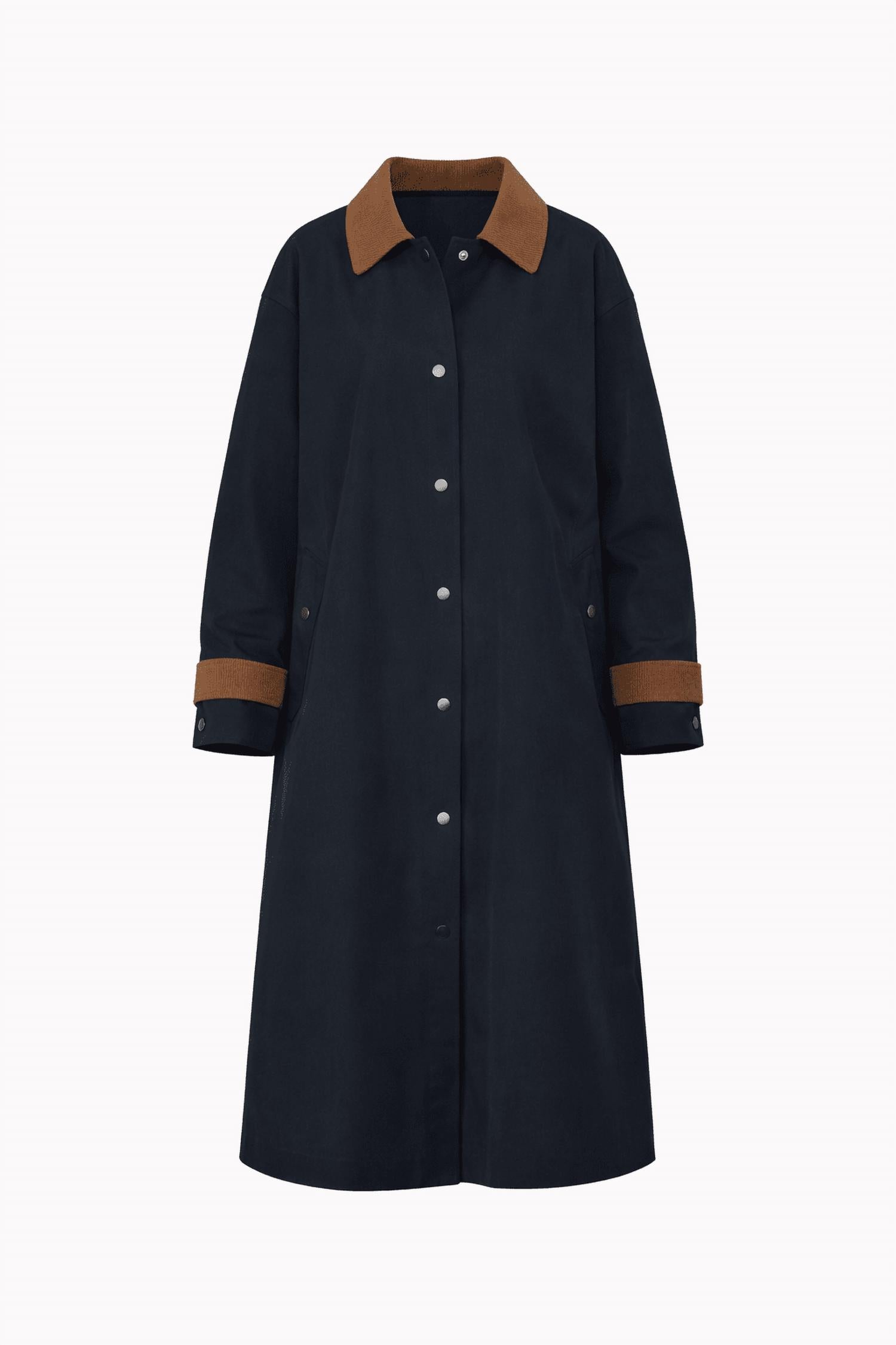 Active Basic - Long Sleeve Contrast Collar Button Down Trench Coat