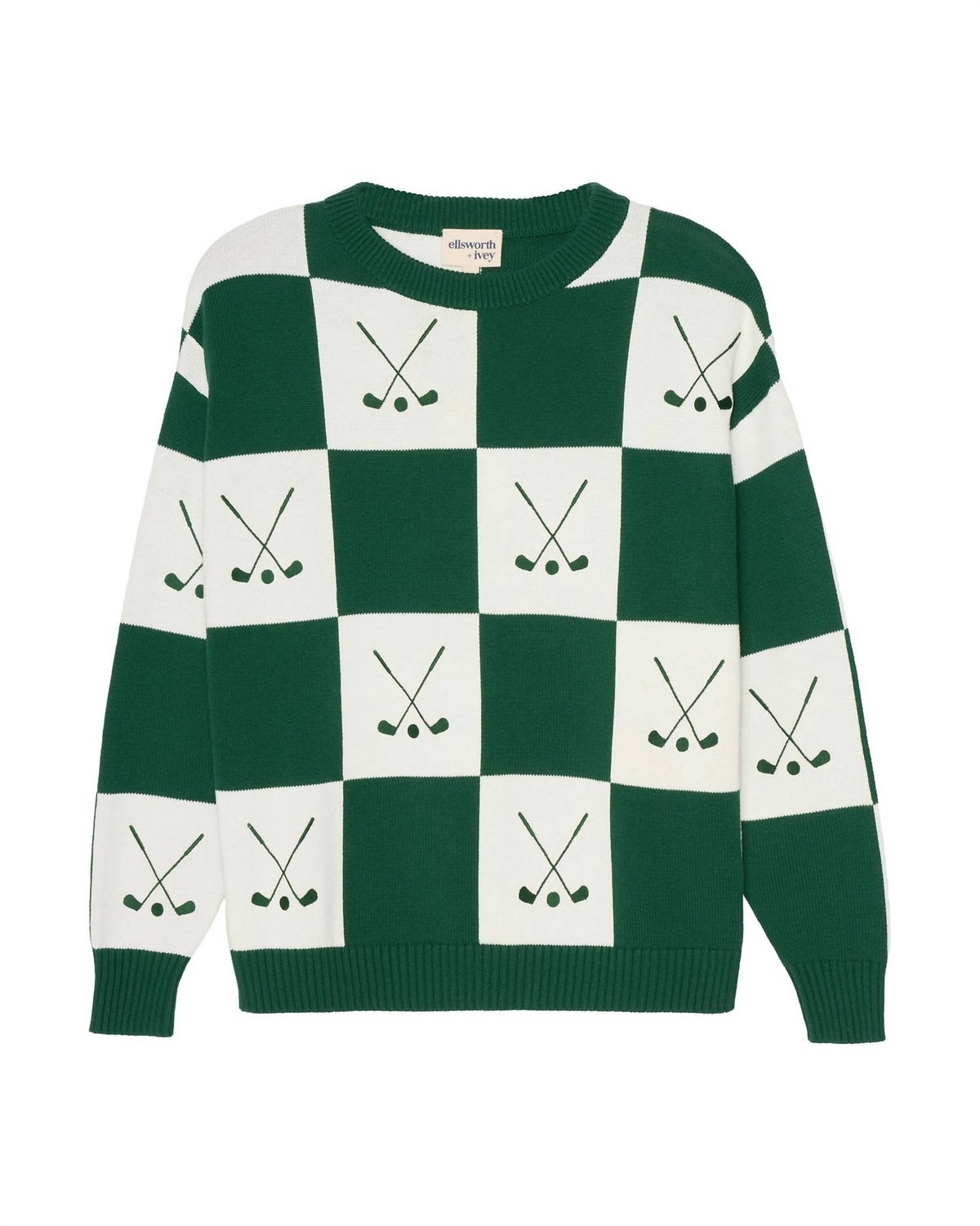 Ellsworth + Ivey - Women's Riley Crewneck Checkered Golf Sweater