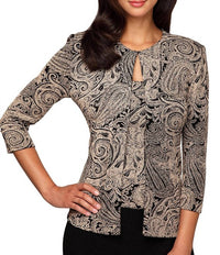 Alex Evenings - Printed Slinky Twinset With Glitter Detail