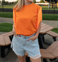 Strut & Bolt Pride of the Southland Fringe Top in orange - women's blouse