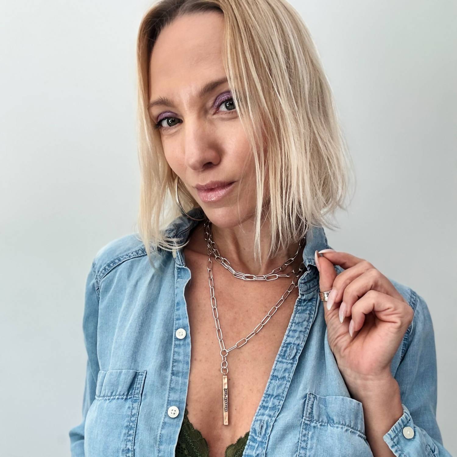 Katia Designs Women's Stay Calm Klink Necklace in silver - women's jewelry