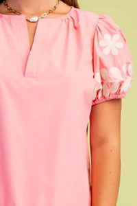 Gigio - Short Puff Sleeve V-neck Top