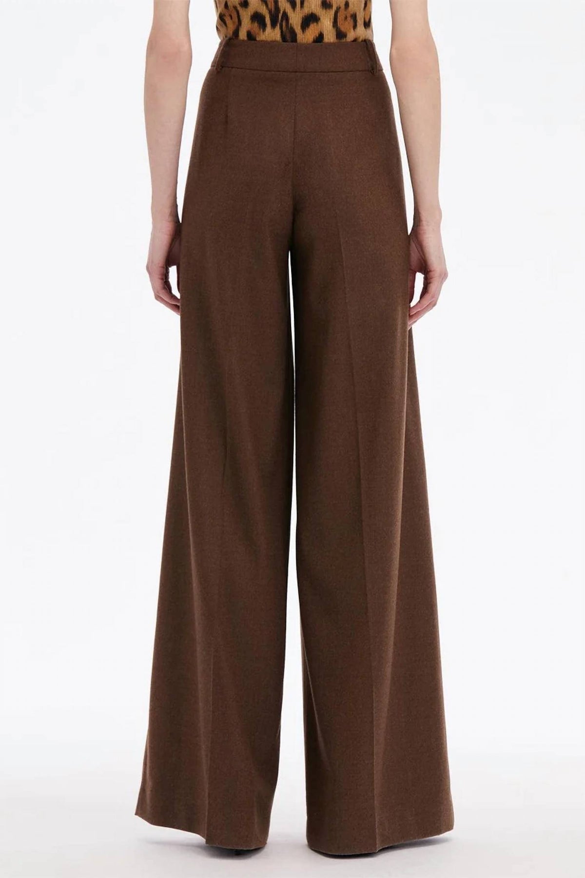 Oscar De La Renta - Mixed Pleated Wide Leg Pants