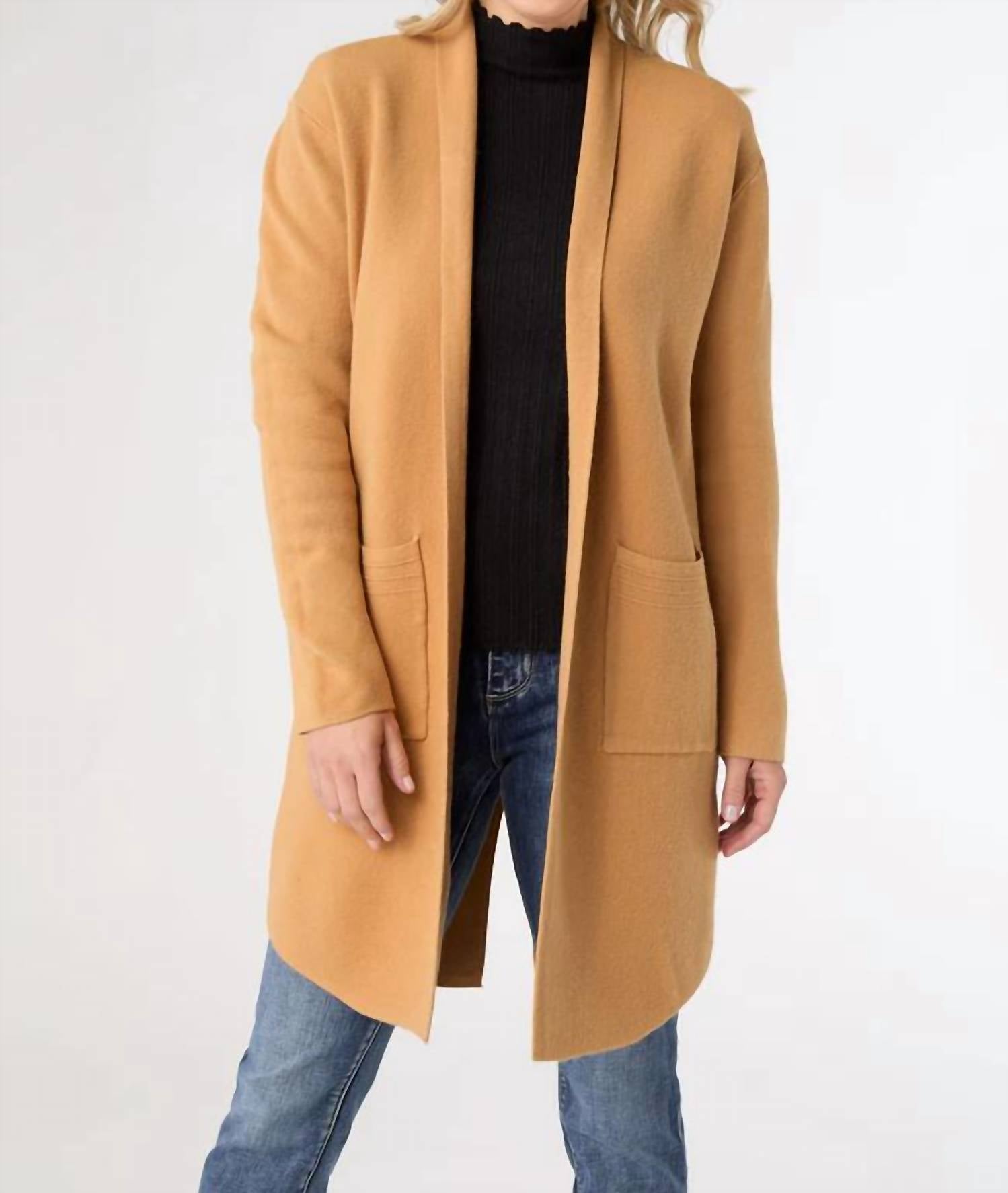 COCO + CARMEN Heavenly Luxe Long Cardigan in camel - women's cardigan