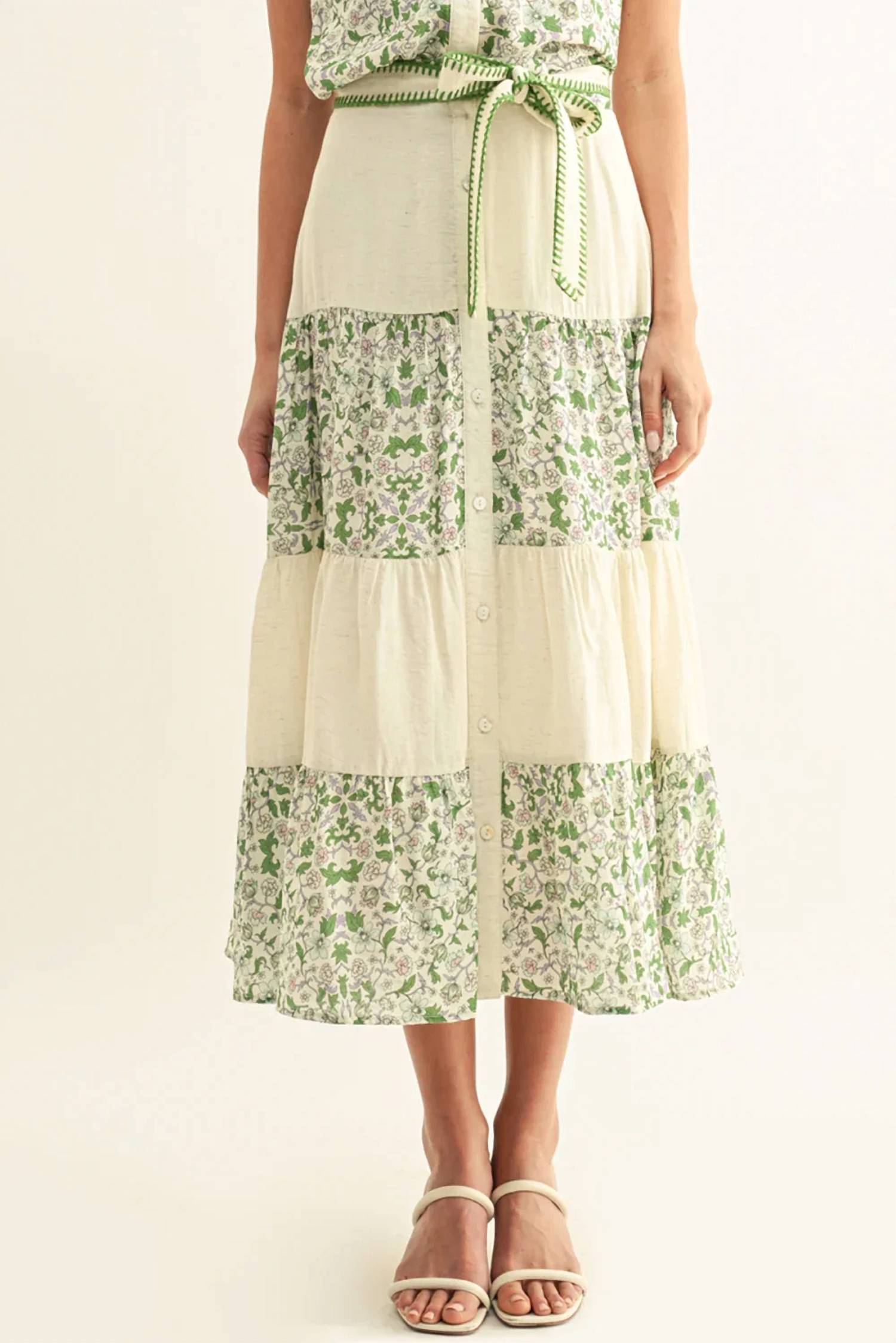 Adelyn Rae - BLAIR MIXED MEDIA FLARED MIDI SKIRT