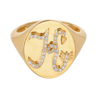 Adina Reyter - Women's Diamond Arrow Initial Signet Ring - K