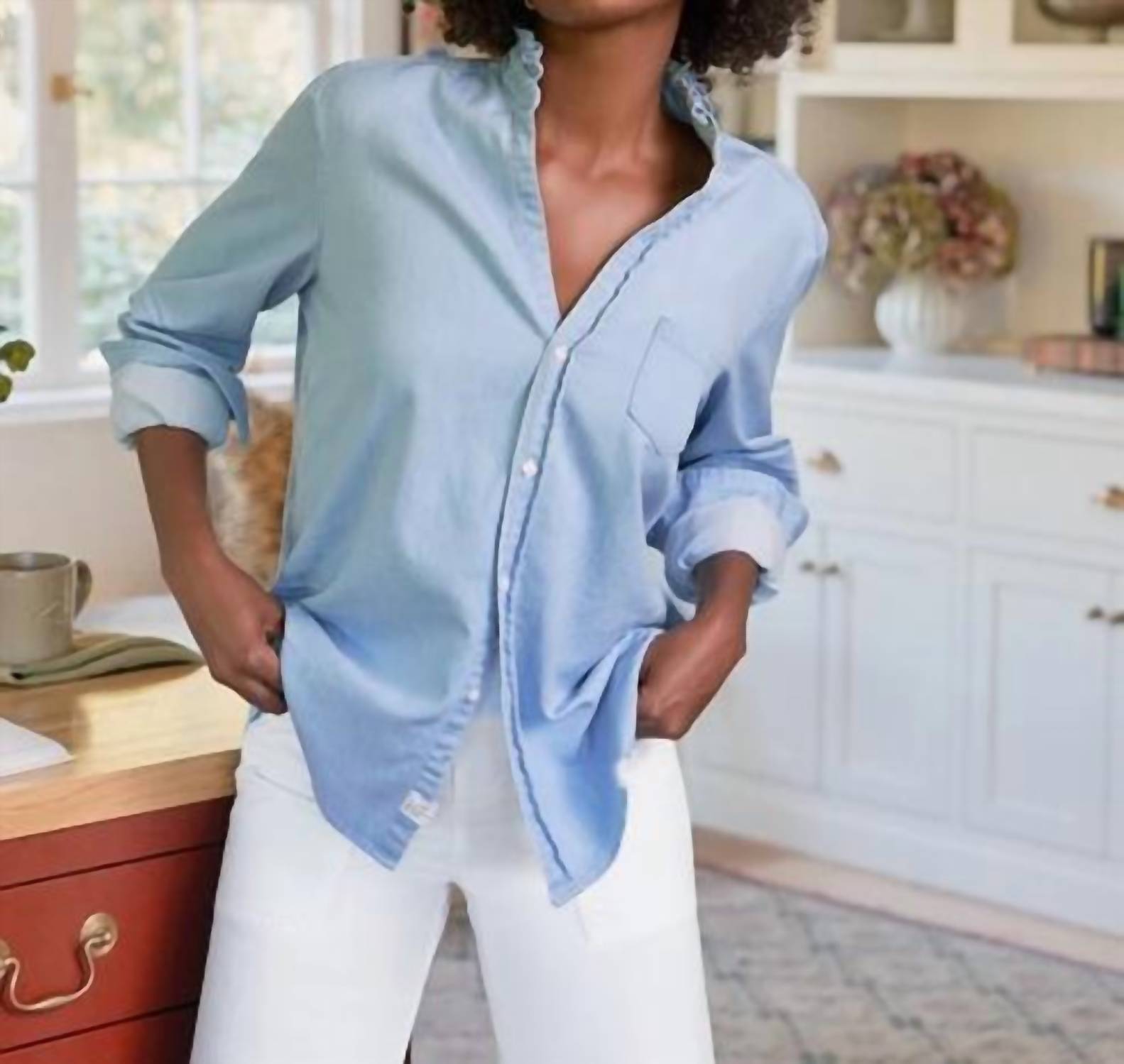 Frank & Eileen - Eileen Ruffle Collar Button-up Shirt