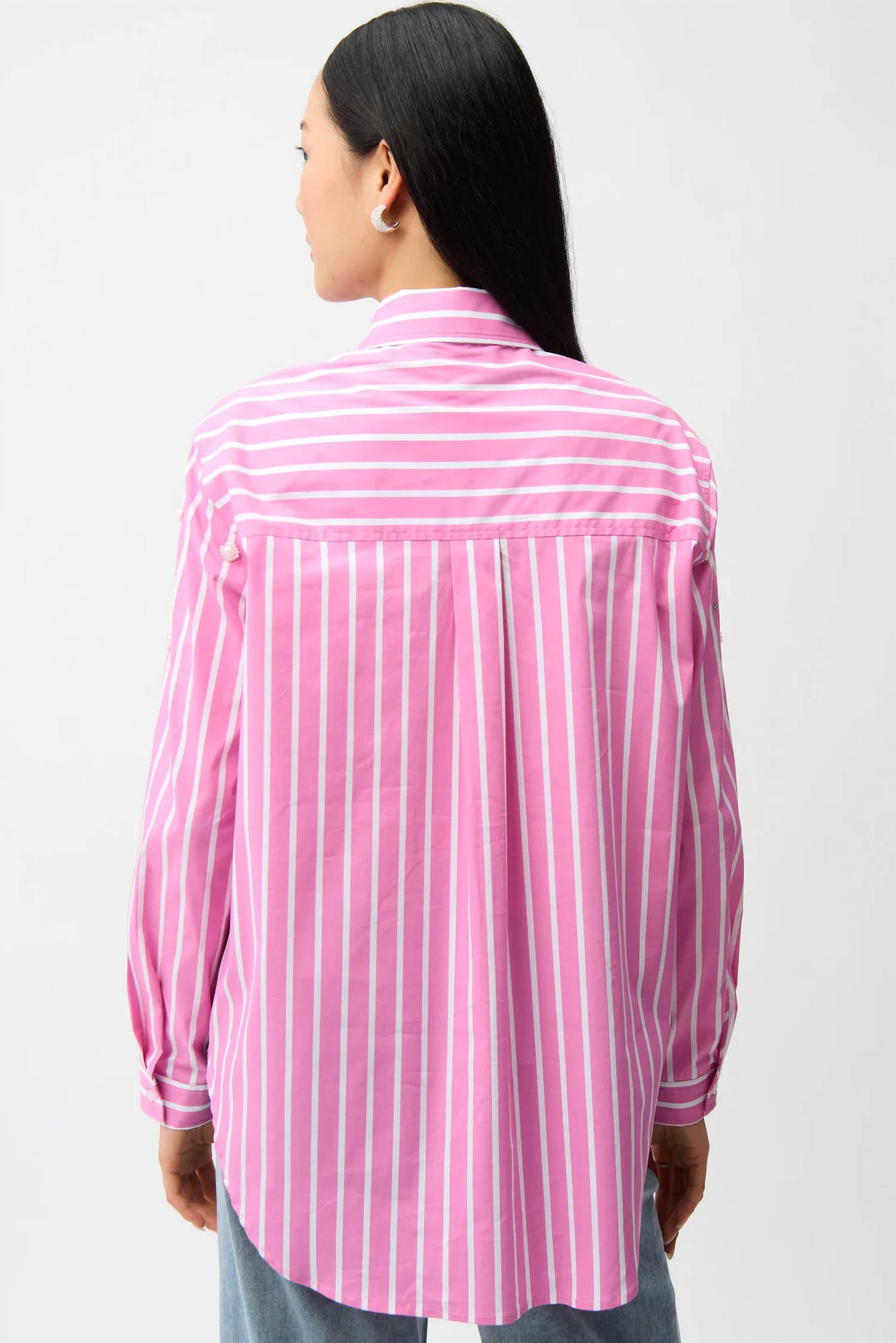 Joseph Ribkoff - Stripe Print Boxy Blouse With Rhinestones