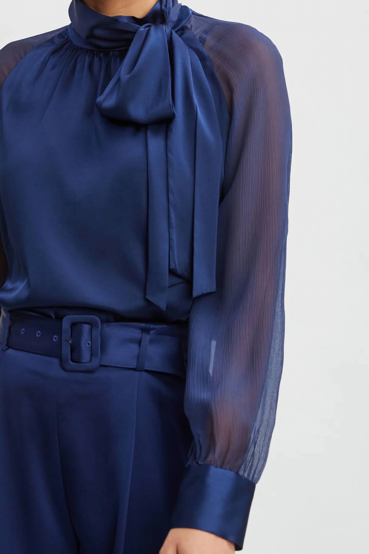 Elie Tahari - Chiffon Silk Tie Shirt