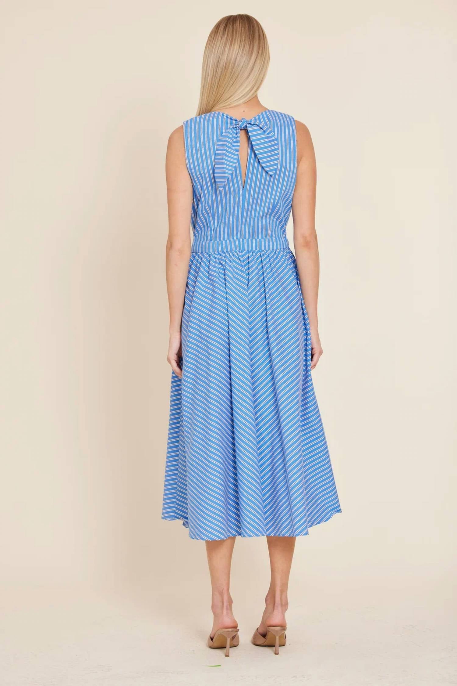 Dolce Cabo - Poplin Drawstring And Bow Back Midi Dress