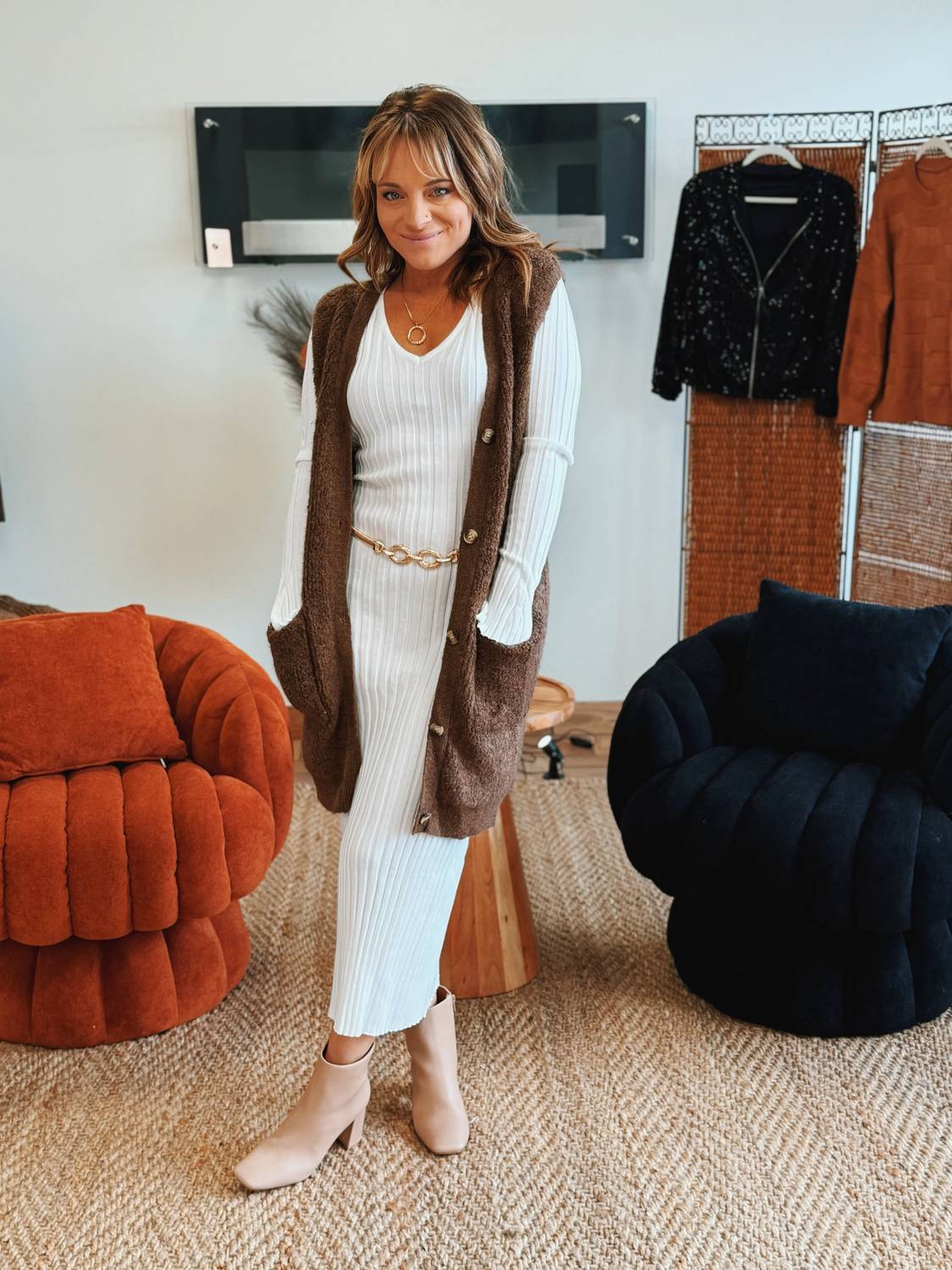Miss Sparkling - The Poise Thread Ribbed Sweater Dress
