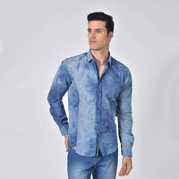 Eight X - Striped Vine Flocking Button Down Jacquard Shirt