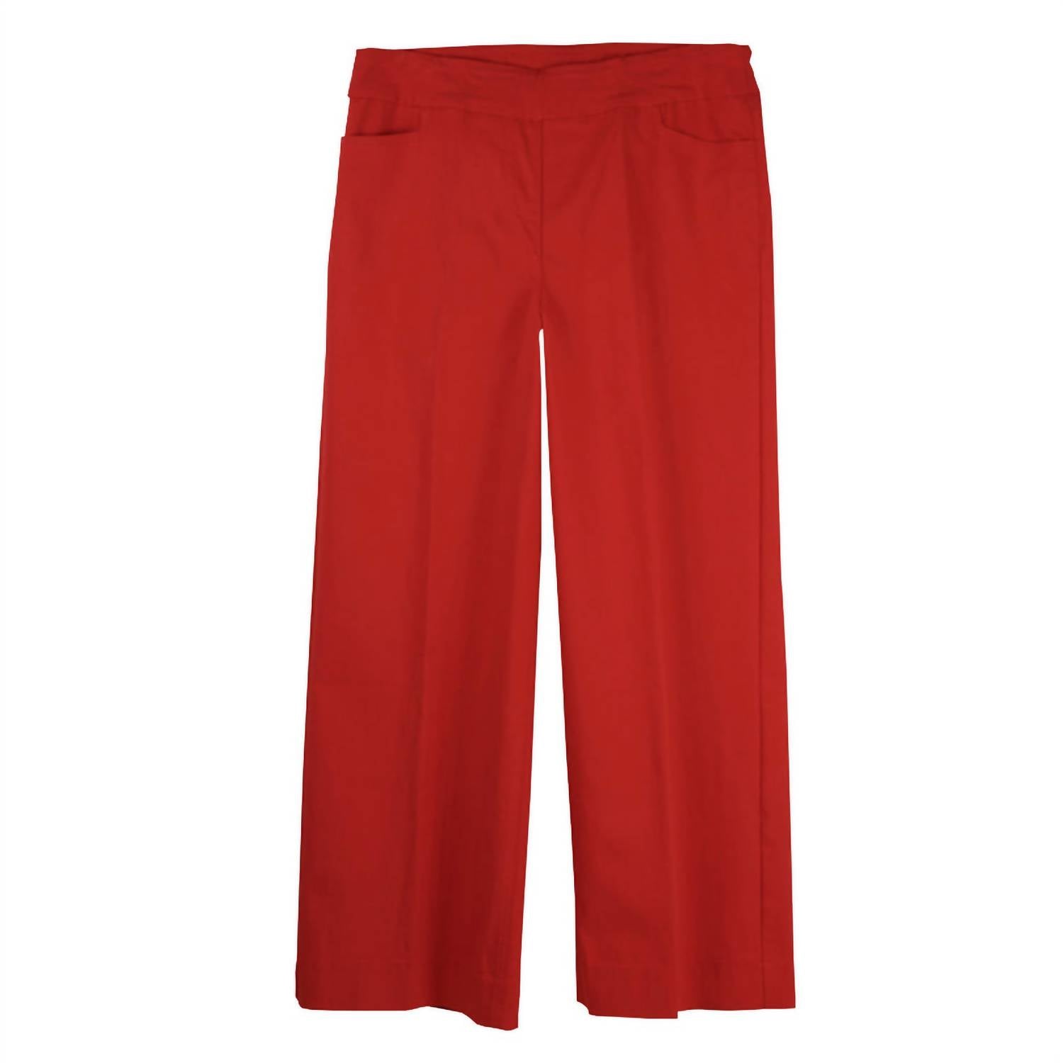 Thin Her Women's Pull On Wide Leg Crop Pants in red - women's pants