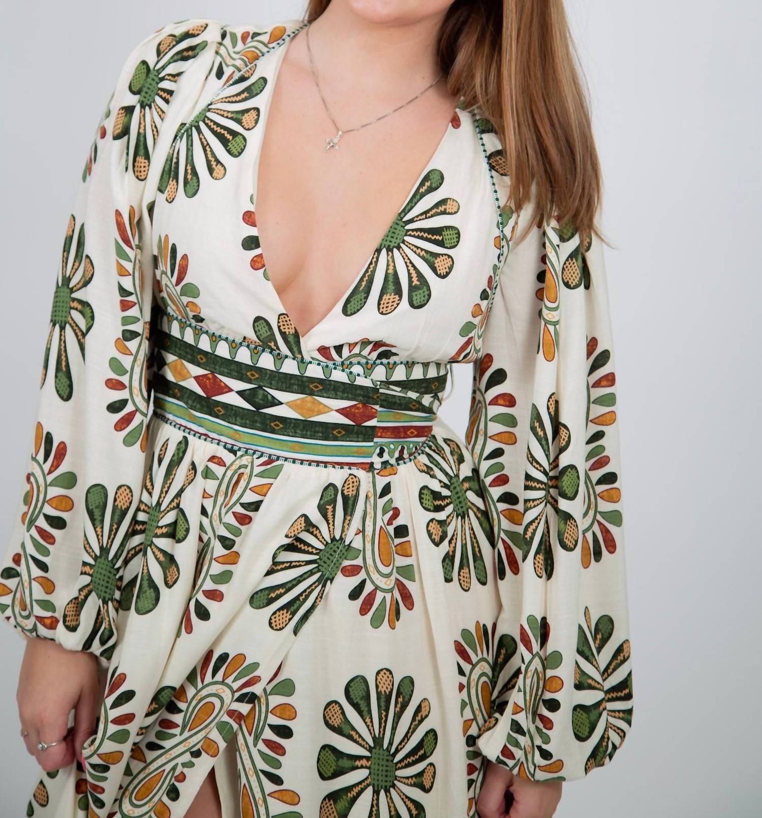 Urban Daizy - Boho Medallion Print Wrap Maxi Dress