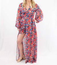 Mulla Maxi Romper Floral Print Dress in multi - women's dress - view 4