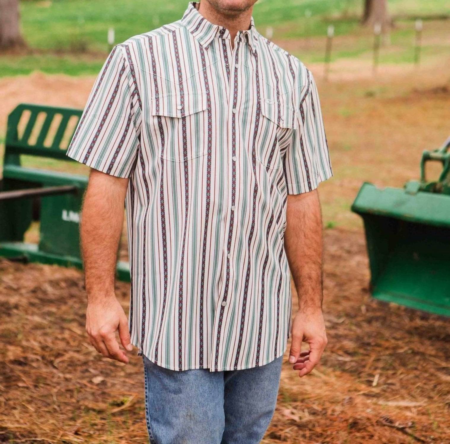 Ferrell Ed Pearl Snap Shirt in white - men's shirt - detail view