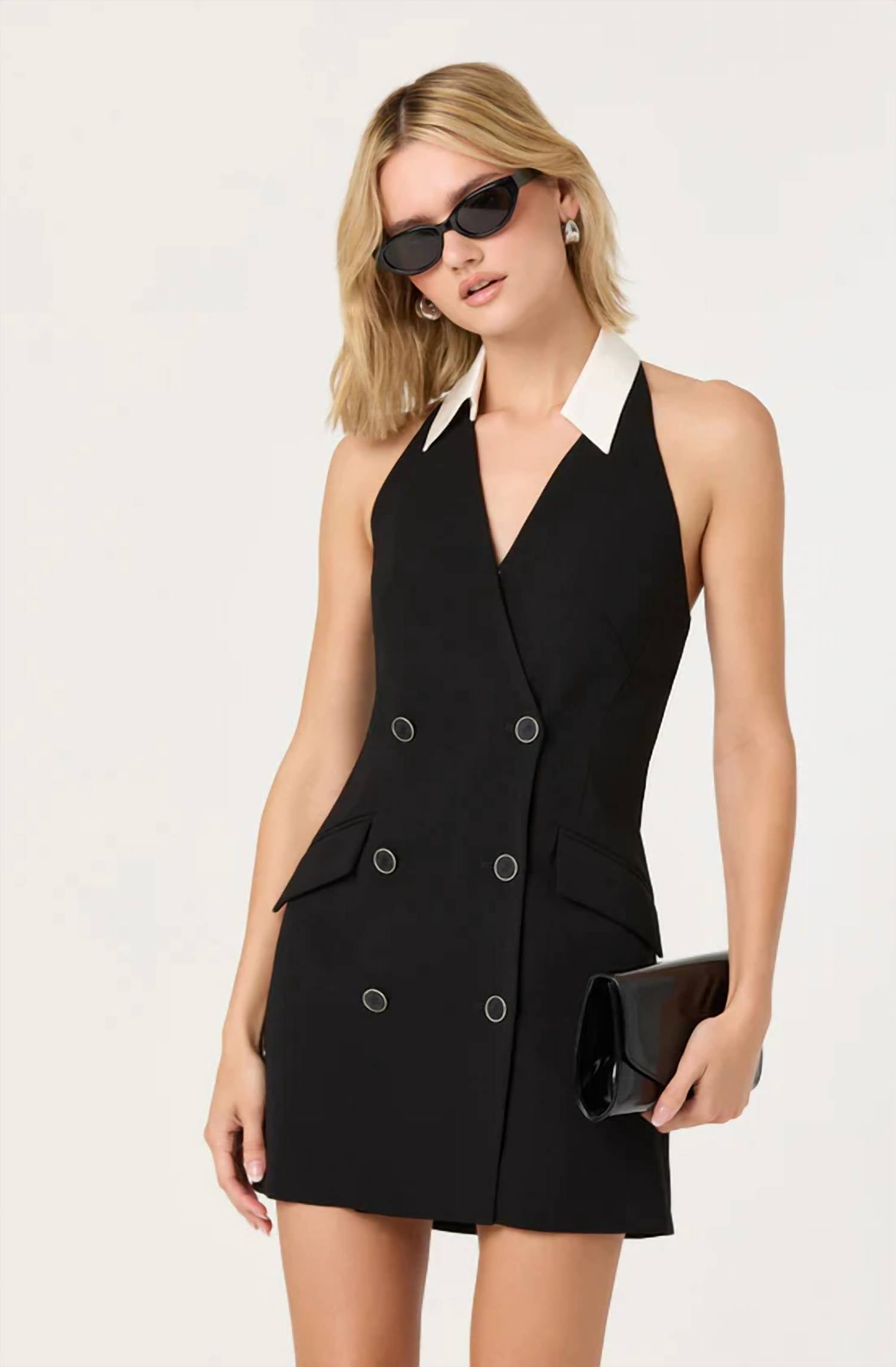 Astr - Perah Halter Tuxedo Mini Dress