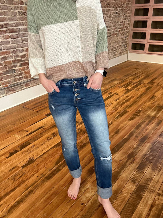 Kancan - Ella Mid Rise Skinny Straight Cuff Jeans