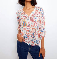 Charlie B - Roll Up Sleeve Cotton Gauze Blouse