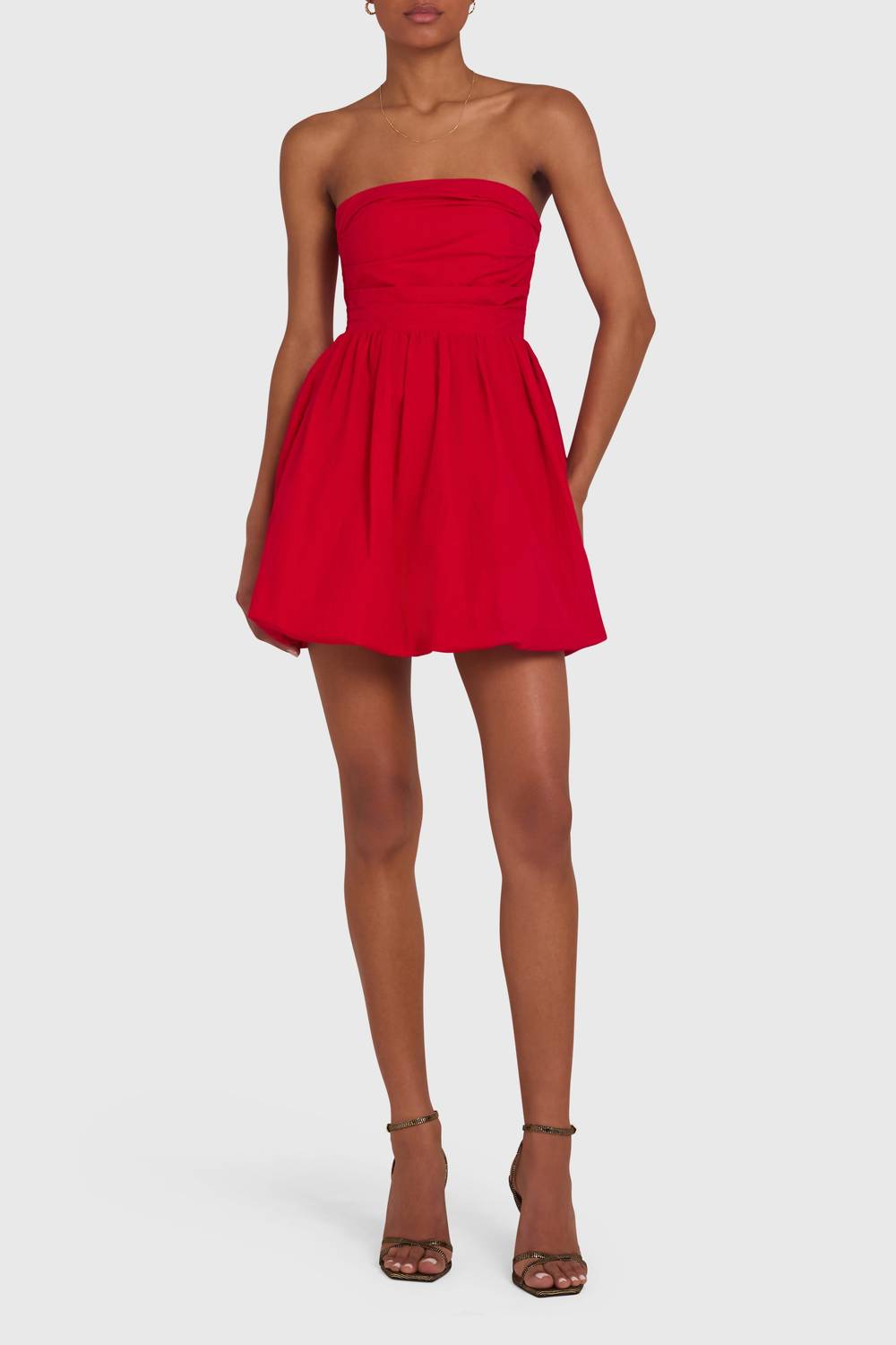 Amanda Uprichard Oscar Strapless Bubble Hem Mini Dress in red - women's dress